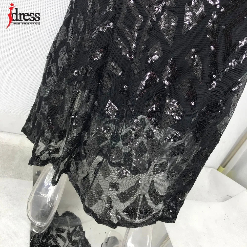 Abito lungo da donna HBLL Autunno Inverno Elegante abito da festa in discoteca con maniche lunghe e scollo a V, abito lungo sexy Maxi abito