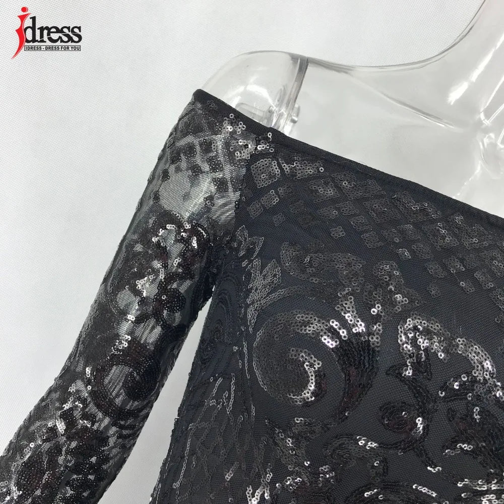 Abito lungo da donna HBLL Autunno Inverno Elegante abito da festa in discoteca con maniche lunghe e scollo a V, abito lungo sexy Maxi abito