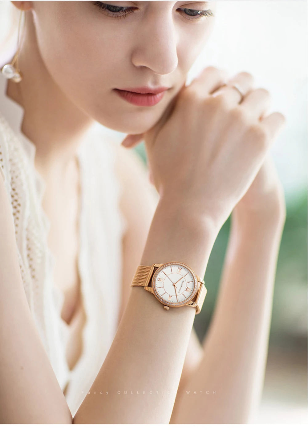 Set regalo di orologi da donna di marca Hannah Martin 34 mm, classico, di lusso, con diamanti incastonati, movimento giapponese originale, orologi eleganti da sera da donna.