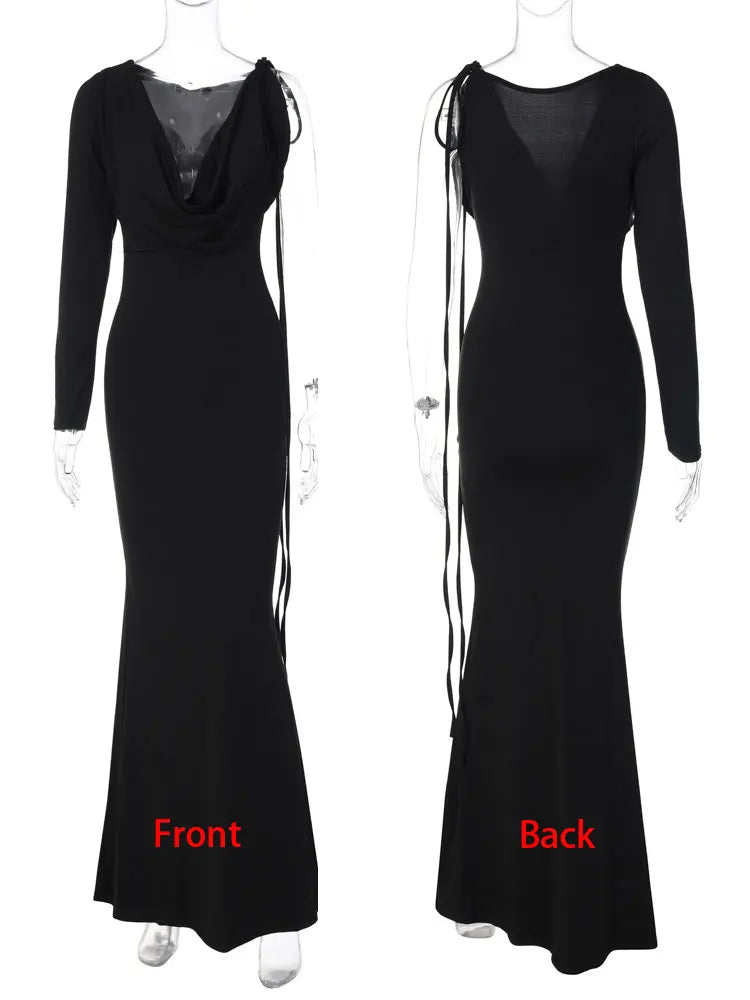 Abito lungo monospalla con lacci Dulzura per donna, aderente, elegante, perfetto per feste, compleanni e serate estive 2023.
