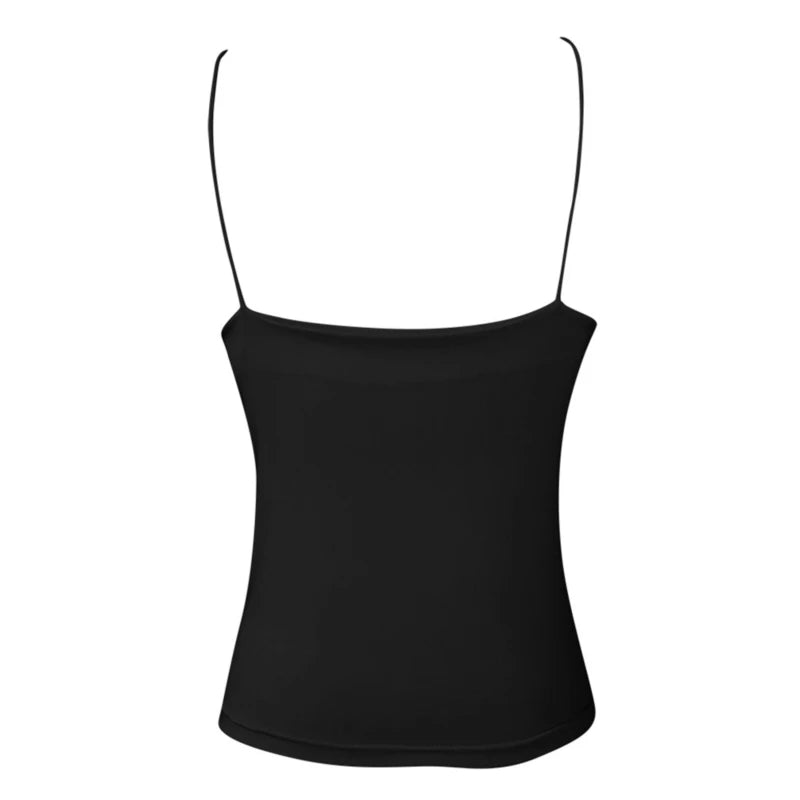 Canotta estiva sexy da donna, sottile, selvaggia, tinta unita, con spalline, top basic da donna, canotta slim senza maniche