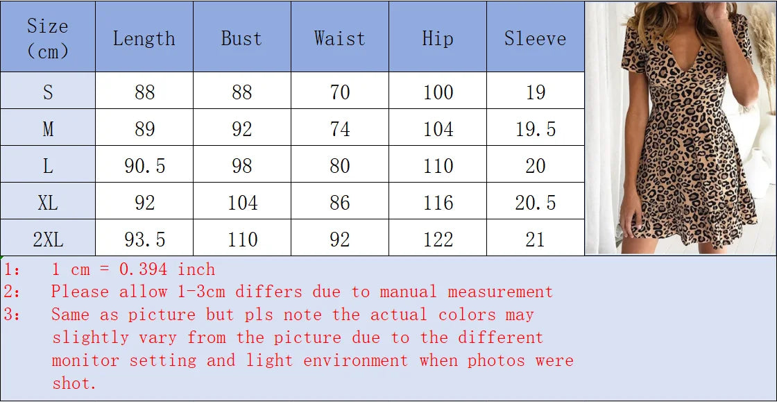 Abito da donna sexy a maniche corte con scollo a V profondo e stampa leopardata, perfetto per appuntamenti, spostamenti quotidiani e occasioni estive.