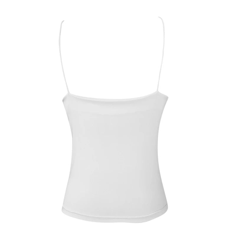 Canotta estiva sexy da donna, sottile, selvaggia, tinta unita, con spalline, top basic da donna, canotta slim senza maniche