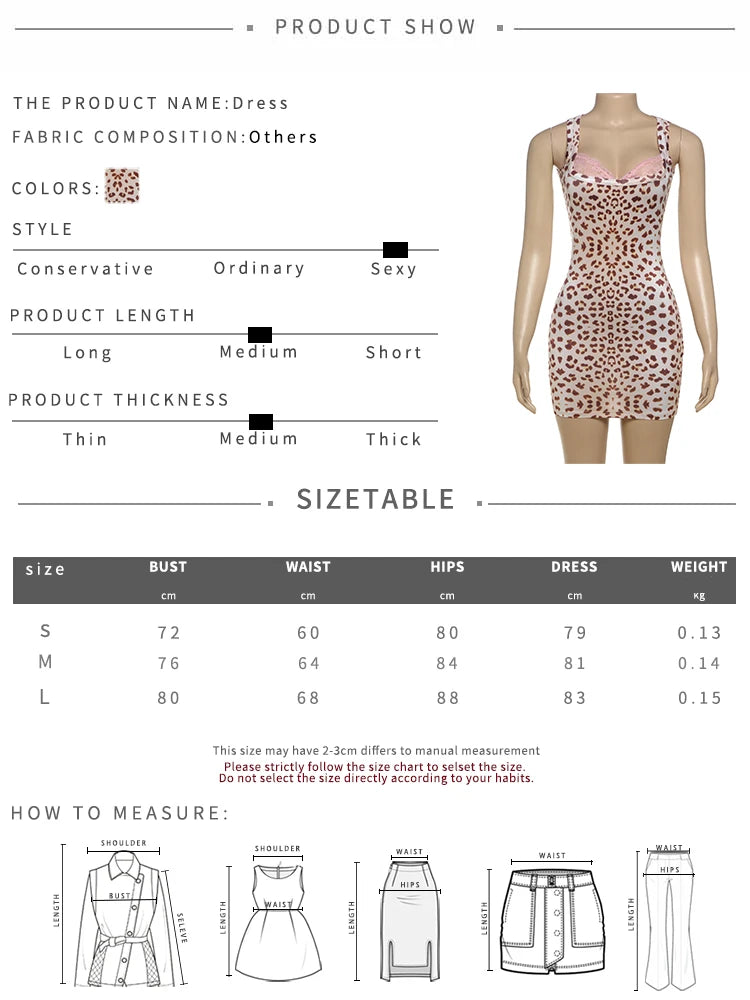 Abito leopardato Weird Puss da donna con colletto quadrato in pizzo, senza maniche, mini body aderente, perfetto per ragazze sexy, feste in discoteca a mezzanotte, outfit hipster
