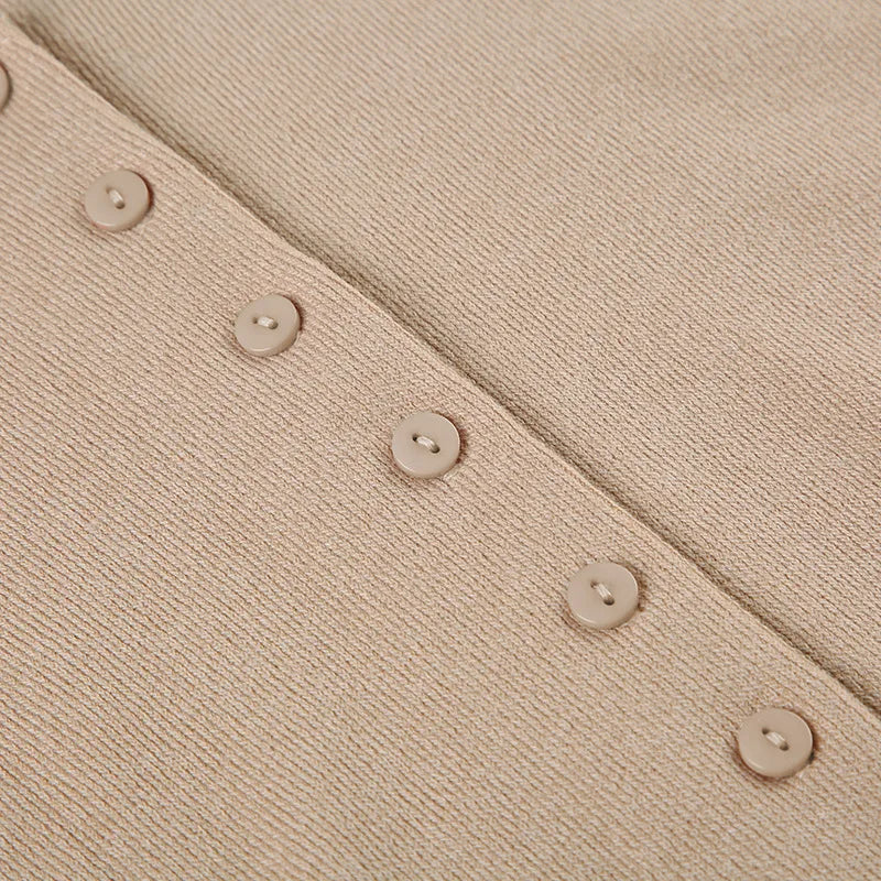 NOVA STORE  Nuovo abito estivo in maglia, mini abito elegante da donna con scollo a V, bottoni e maniche corte, abito casual da donna ad alta elasticità.