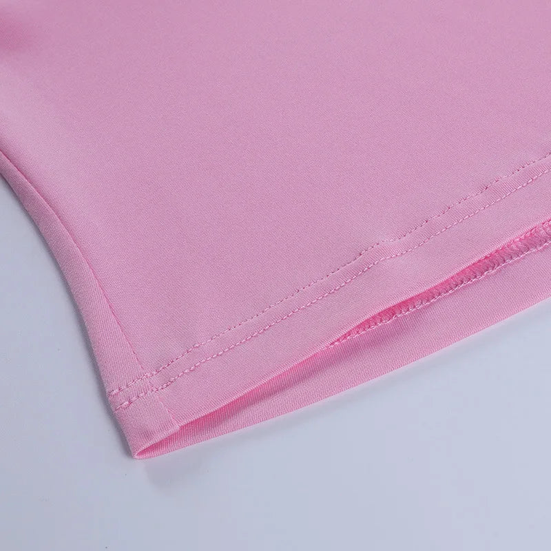 NOVA STORE Canotta estiva con scollo all'americana, canotta sexy da donna con scollo a V, canotta skinny senza schienale, maglietta rosa con corsetto, top da donna, maglietta