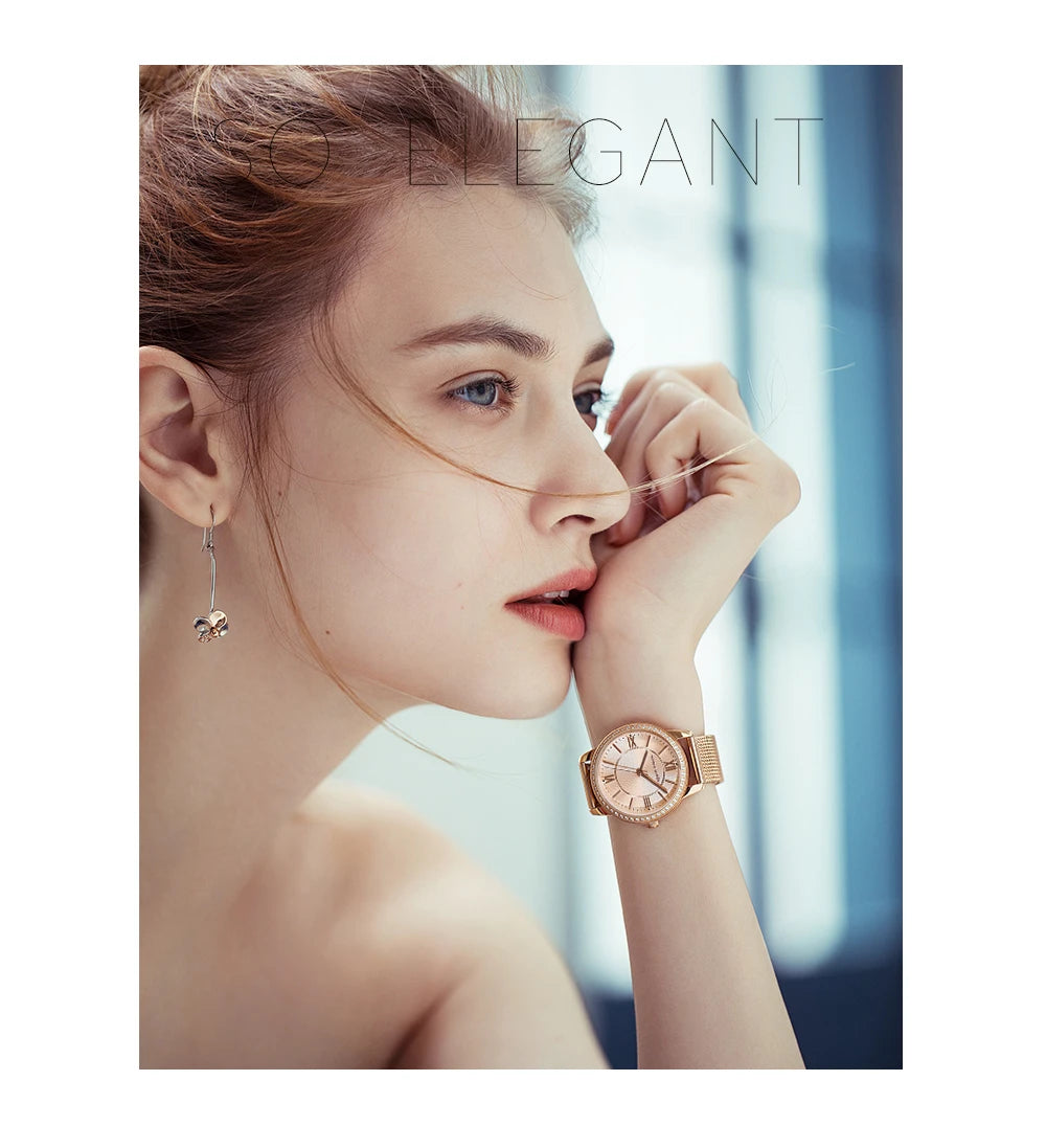 Set regalo di orologi da donna di marca Hannah Martin 34 mm, classico, di lusso, con diamanti incastonati, movimento giapponese originale, orologi eleganti da sera da donna.