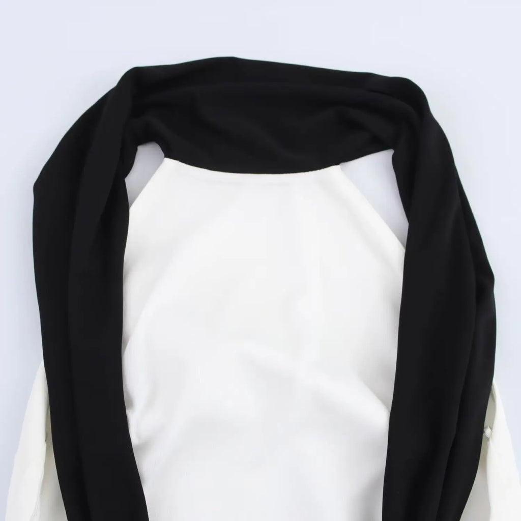 NOVA STORE Abito corto estivo da donna, bianco, con collo alto, senza maniche, schiena scoperta e cerniera, stile vacanze, sexy.