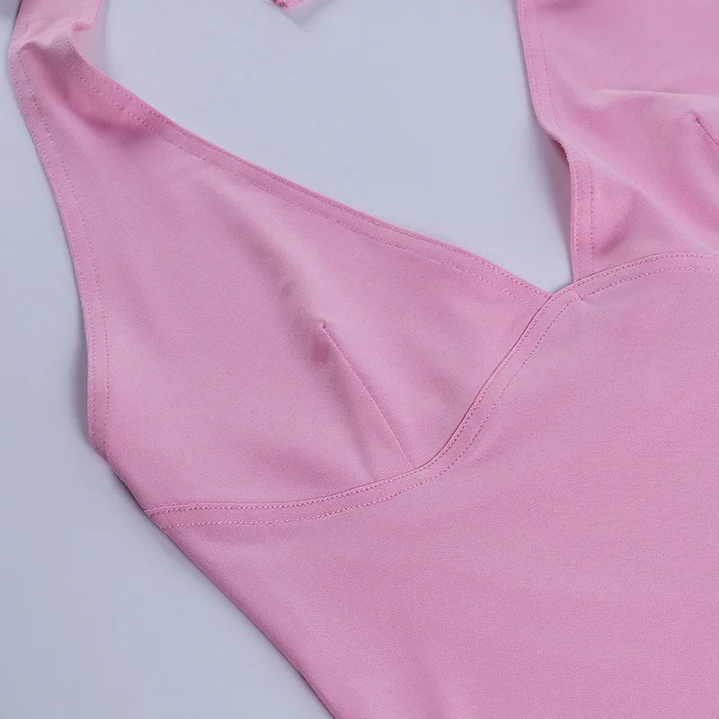 NOVA STORE Canotta estiva con scollo all'americana, canotta sexy da donna con scollo a V, canotta skinny senza schienale, maglietta rosa con corsetto, top da donna, maglietta