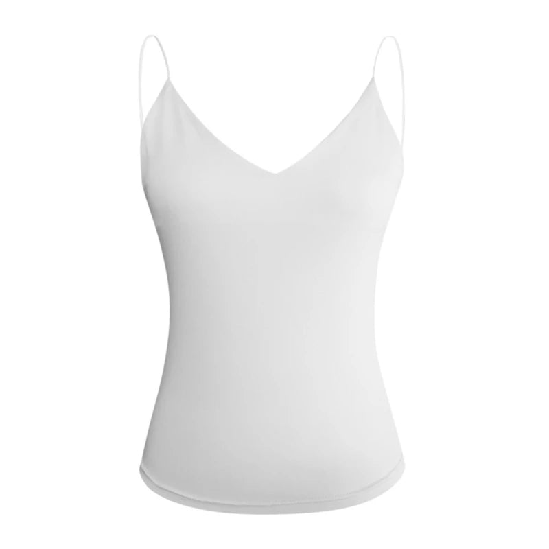 Canotta estiva sexy da donna, sottile, selvaggia, tinta unita, con spalline, top basic da donna, canotta slim senza maniche