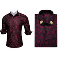 NOVA STORE Camicie da uomo a maniche lunghe con stampa paisley dorata, camicie casual con fiori per uomo, camicie eleganti, spilla da colletto leopardata firmata.