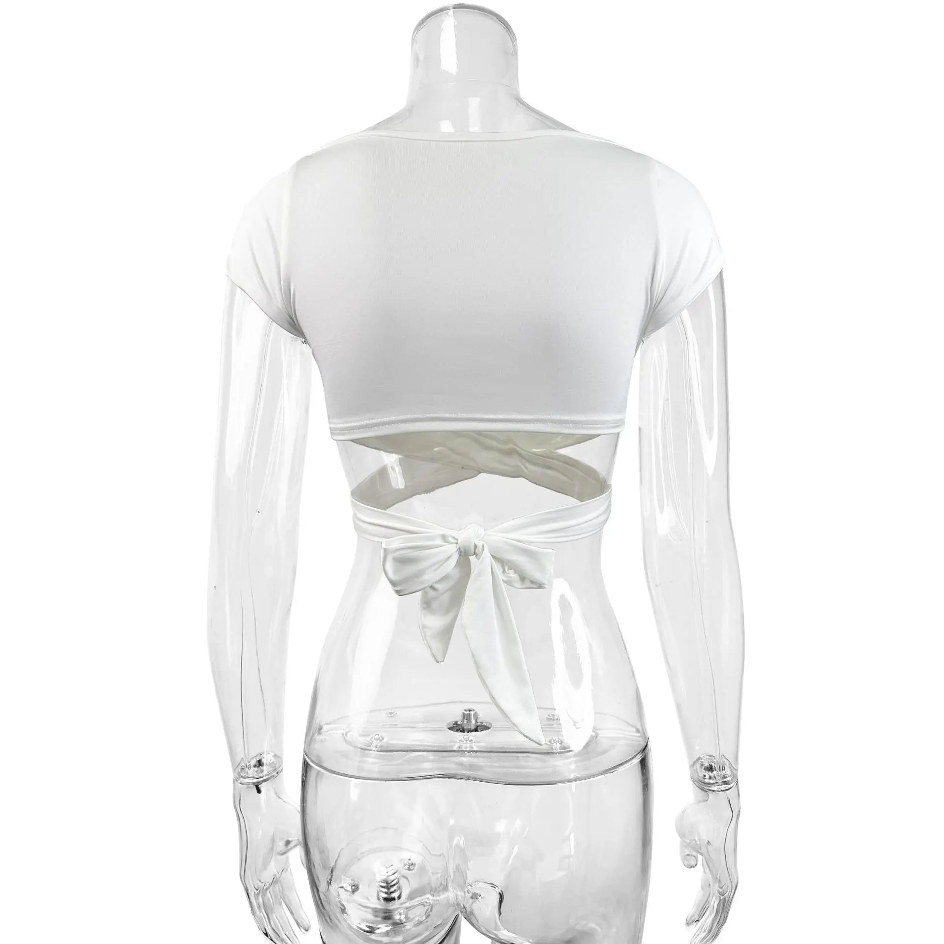 Maglietta estiva da donna sexy con scollo a V, vita alta, push-up, crop top, tessuto elasticizzato, ideale per tutti i giorni, per il club, per la spiaggia, elegante, vestibilità curvy.