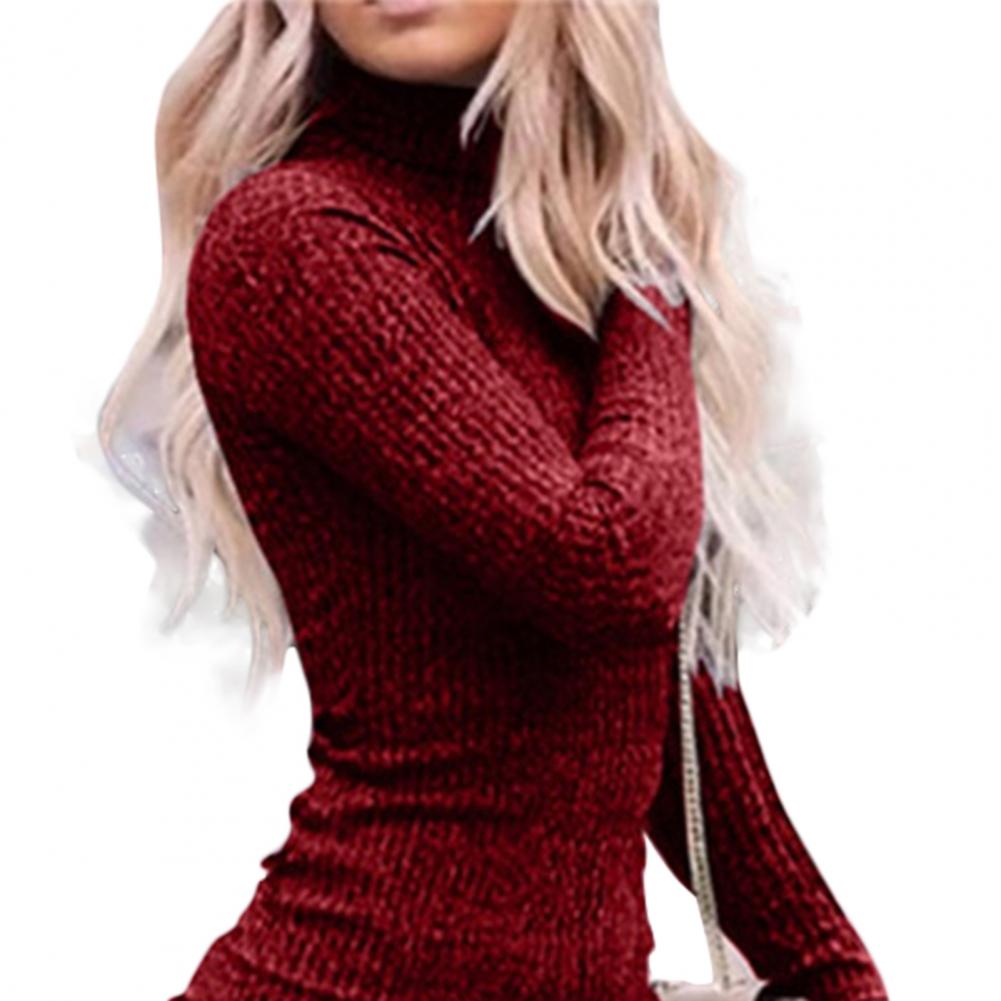 NOVA STORE Abiti da donna per l'inverno, sexy, con collo alto, abito maglione da donna, tinta unita, mini abito resistente all'usura, abbigliamento da donna