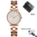 Set regalo di orologi da donna di marca Hannah Martin 34 mm, classico, di lusso, con diamanti incastonati, movimento giapponese originale, orologi eleganti da sera da donna.