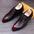 Scarpe eleganti da uomo in pelle con stampa alligatore, modello Oxford casual a punta, con lacci, ideali per ufficio e lavoro, collezione 2025.