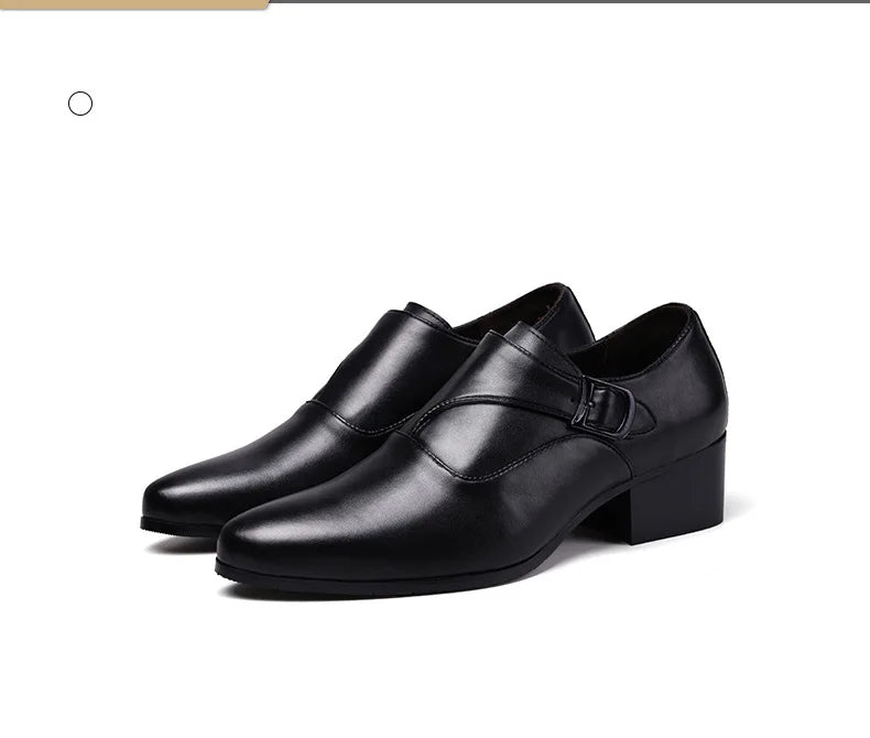 NOVA STORE. Scarpe eleganti da uomo in pelle con tacco alto, scarpe da lavoro britanniche con rialzo.