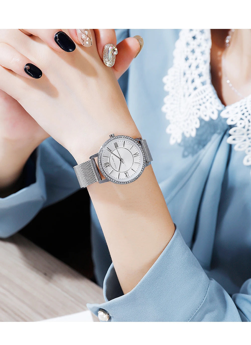 Set regalo di orologi da donna di marca Hannah Martin 34 mm, classico, di lusso, con diamanti incastonati, movimento giapponese originale, orologi eleganti da sera da donna.