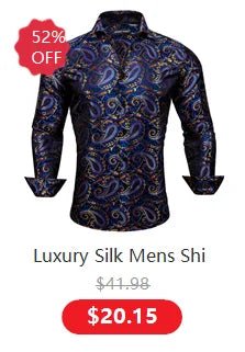 NOVA STORE Camicie da uomo a maniche lunghe con stampa paisley dorata, camicie casual con fiori per uomo, camicie eleganti, spilla da colletto leopardata firmata.