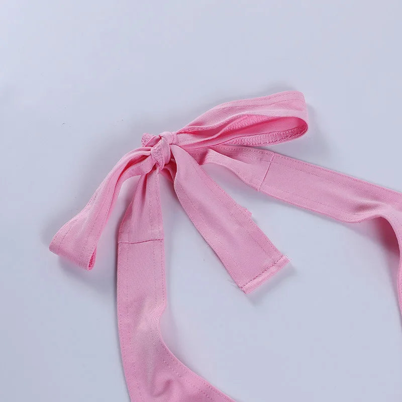 NOVA STORE Canotta estiva con scollo all'americana, canotta sexy da donna con scollo a V, canotta skinny senza schienale, maglietta rosa con corsetto, top da donna, maglietta