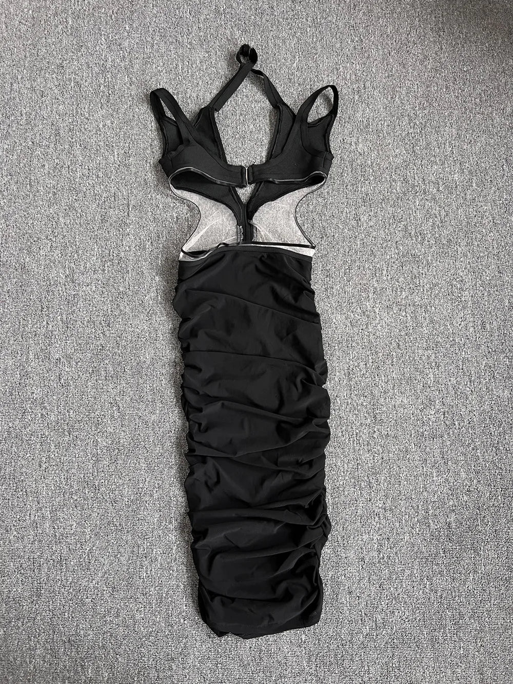 Abito da donna di alta qualità senza maniche, sexy, con scollo all'americana, trasparente, aderente a metà polpaccio, perfetto per serate in discoteca, feste e celebrazioni.