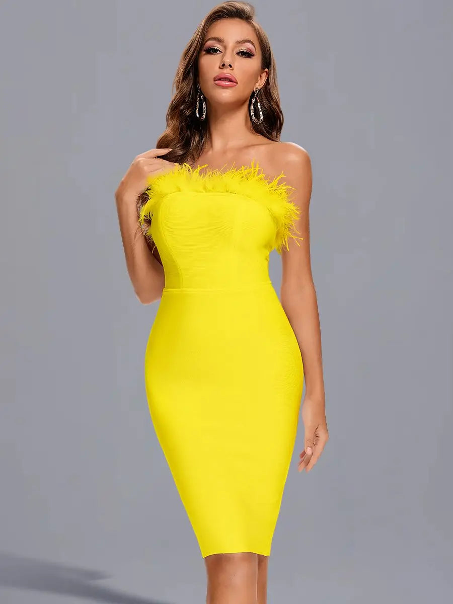 BEAUKEY Abiti da donna sexy neri con piume, abiti di lusso con fascia, abito aderente rosso estivo per cocktail party, abito da club bianco Vestidos XL